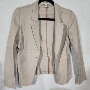 NWOT Papaya Open Front Stetchy Fitted Blazer Size Lg Juniors Beige Button Career